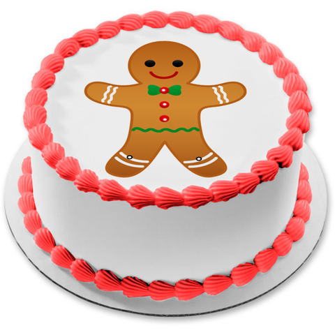 Merry Christmas Gingerbread Cookie Edible Cake Topper Image ABPID11273