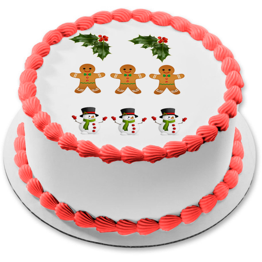 Merry Christmas Gingerbread Cookies Mistletoe Edible Cake Topper Image ABPID11285