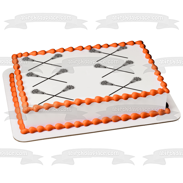 Lacrosse Sticks Black and White Edible Cake Topper Image ABPID11292