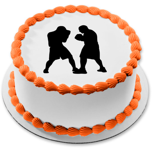 Boxing Silhouette Sport Fighting Edible Cake Topper Image ABPID55604