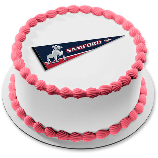 Adorno comestible para tarta con banderín deportivo de Samford Bulldogs, imagen ABPID55691 