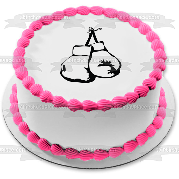 Boxing Gloves Hanging Illustration Edible Cake Topper Image ABPID55609