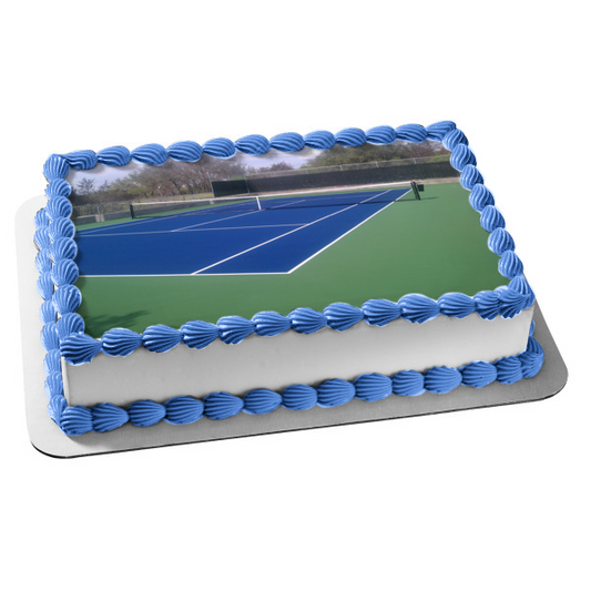 Empty Tennis Court Photo Edible Cake Topper Image ABPID55693