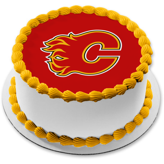Calgary Flames Hockey Team Logo Edible Cake Topper Image ABPID55619