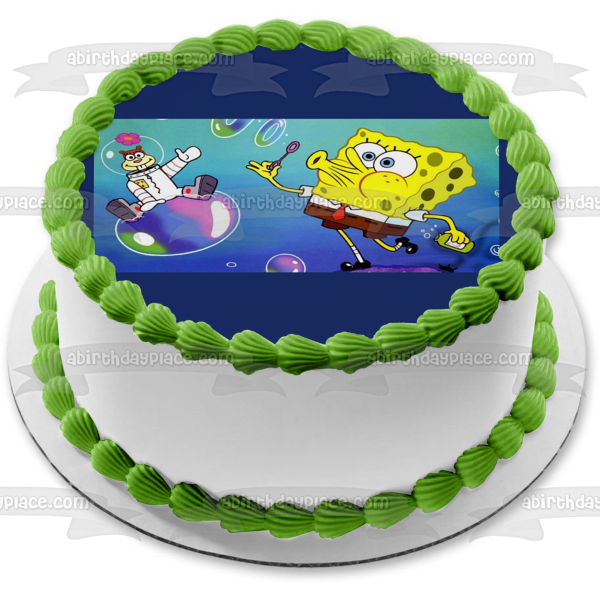 SpongeBob SquarePants Sandy Blowing Bubbles Edible Cake Topper Image ABPID11673