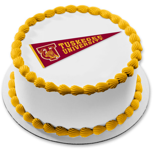 Tuskegee University Golden Tigers Logo Pennant Edible Cake Topper Image ABPID55703