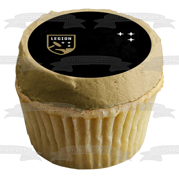 Birmingham Legion FC Soccer Club Logo with Stars and a Black Background Edible Cake Topper Image ABPID55625