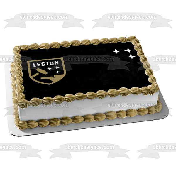Birmingham Legion FC Soccer Club Logo with Stars and a Black Background Edible Cake Topper Image ABPID55625