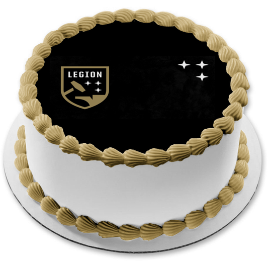 Birmingham Legion FC Soccer Club Logo with Stars and a Black Background Edible Cake Topper Image ABPID55625