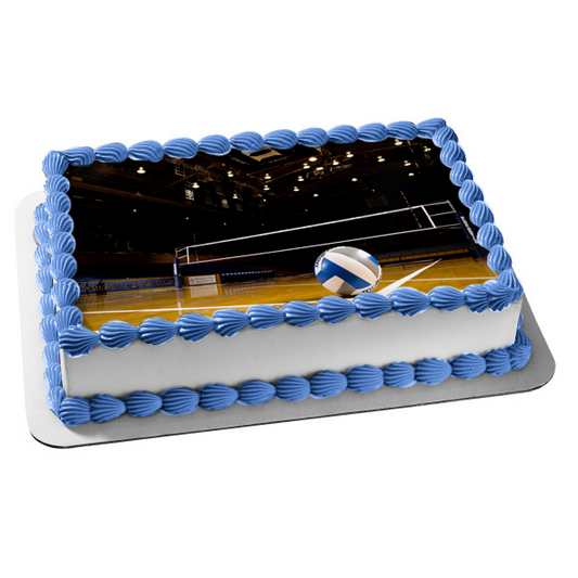 Adorno comestible para tarta con cancha y pelota de voleibol, imagen ABPID55711 