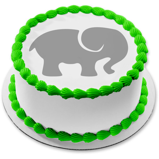 Grey Elephant Edible Cake Topper Image ABPID11432