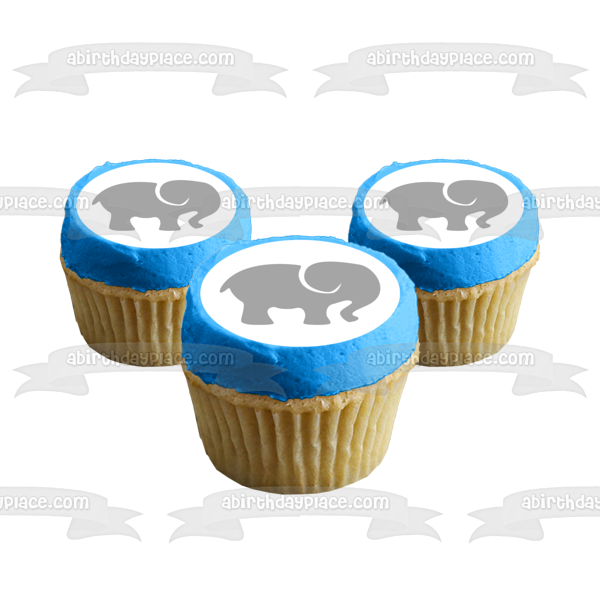 Grey Elephant Edible Cake Topper Image ABPID11432