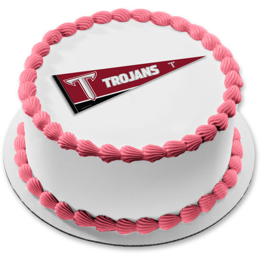 Troy University Trojans Team Logo Sports Pennant Edible Cake Topper Image ABPID55715