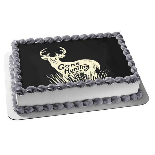 Gone Hunting Deer In the Grass Silhouette Edible Cake Topper Image ABPID55639