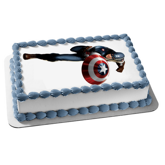 Marvel Capitán América sosteniendo Sheild decoración comestible para tarta imagen ABPID11690 