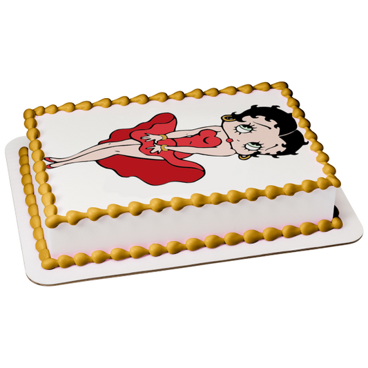 Betty Boop sosteniendo el vestido hacia abajo imagen comestible para decoración de tarta ABPID11695 