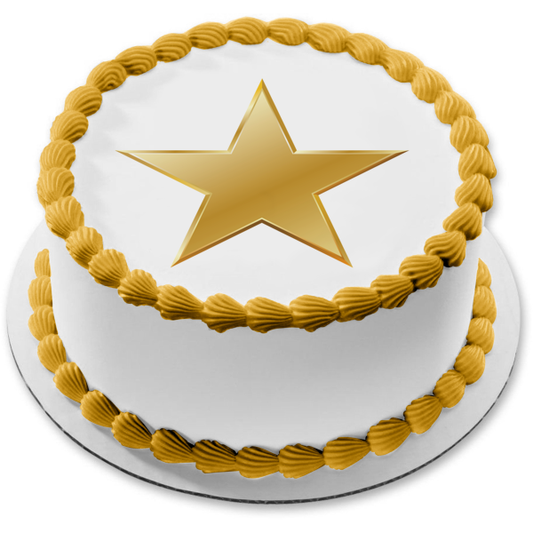Gold Star Edible Cake Topper Image ABPID11702