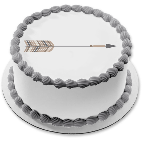Grey and Brown Blush Tribal Arrow Feathers Edible Cake Topper Image ABPID11443