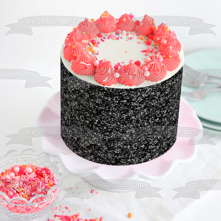 Imagen comestible para decoración de tarta con fondo de patrón de brillo negro ABPID11709 