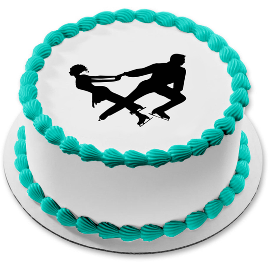Figure Skating Interpretive Art Team Sport Silhouette Edible Cake Topper Image ABPID55641