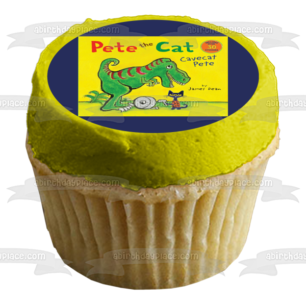 Pete the Cat Cavecat Pete Book Cover Alligator Edible Cake Topper Image ABPID11714