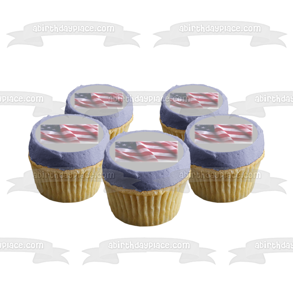 United States American Flag Waving Edible Cake Topper Image ABPID11723