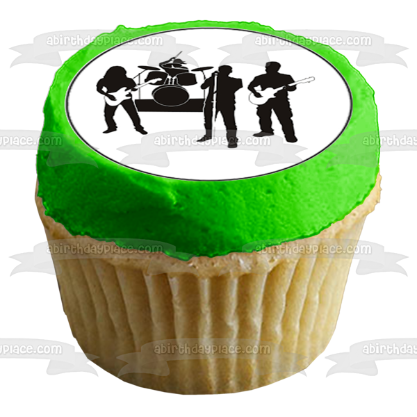 Rock Band Music Garage Band Drummer Guitarist Singer Edible Cupcake Topper Images ABPID55734