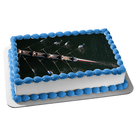 Imagen comestible para tarta de deporte de equipo de remo de barco largo ABPID55661 