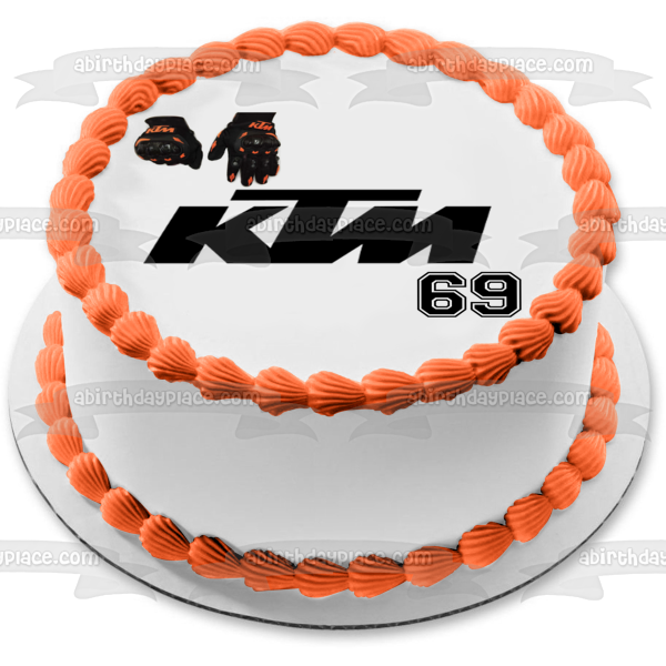 Ktm Bike Logo 69 Gloves Edible Cake Topper Image ABPID11519