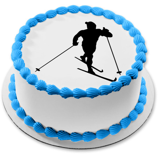Adorno comestible para tarta con silueta de esquí, imagen ABPID55666 