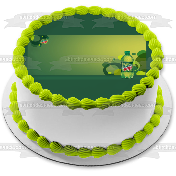 Mountain Dew Bottle Logo Green Background Edible Cake Topper Image ABPID11537
