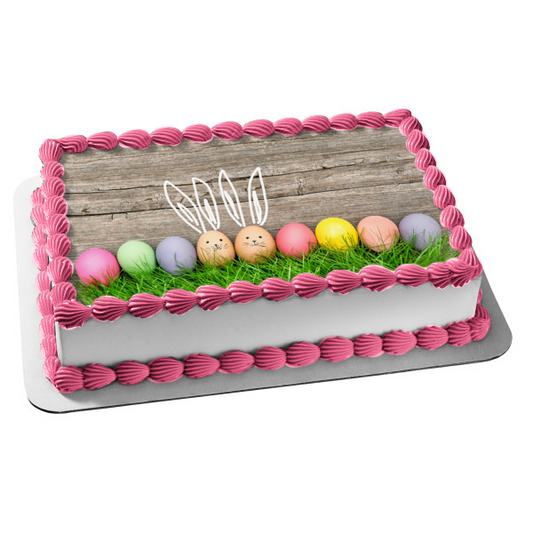 Happy Easter Colorful Easter Eggs Edible Cake Topper Image ABPID55777