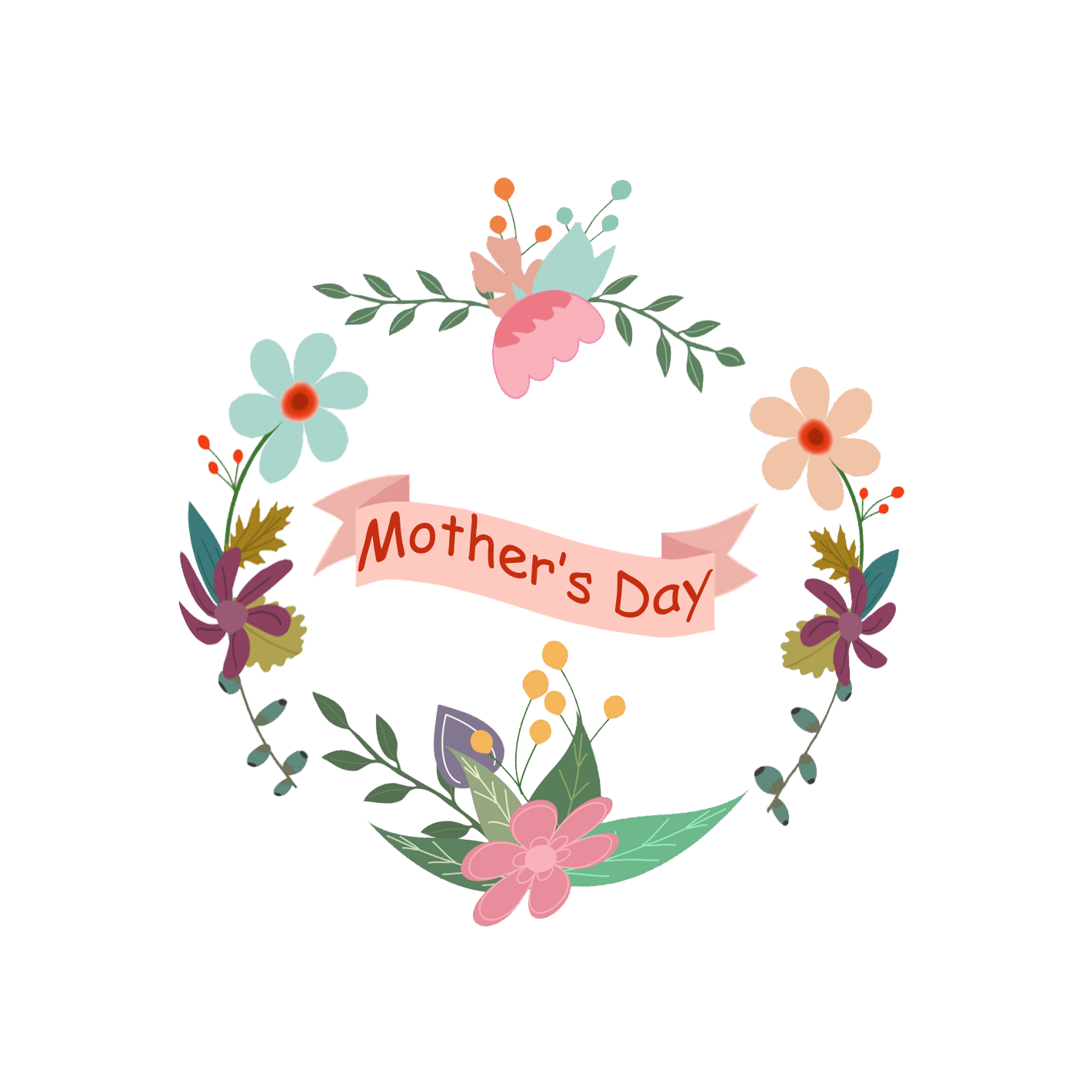 Happy Mother's Day Colorful Flowers Edible Cake Topper Image ABPID55795