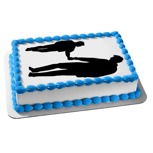 Happy Father's Day Father and Son Silhouette Edible Cake Topper Image ABPID55797