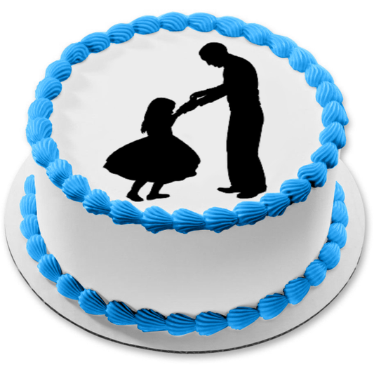 Happy Father's Day Father and Daughter Silhouette Edible Cake Topper Image ABPID55798