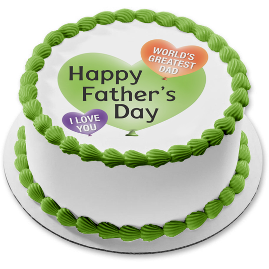 Happy Father's Day World's Greatest Dad I Love You Edible Cake Topper Image ABPID55800