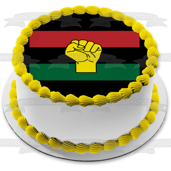 Imagen comestible para decoración de tarta con puño de la libertad de Happy Juneteenth ABPID55805 