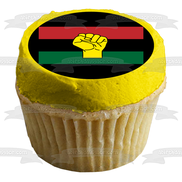 Imagen comestible para decoración de tarta con puño de la libertad de Happy Juneteenth ABPID55805 