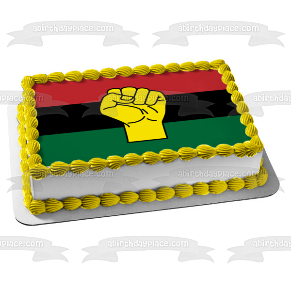 Imagen comestible para decoración de tarta con puño de la libertad de Happy Juneteenth ABPID55805 