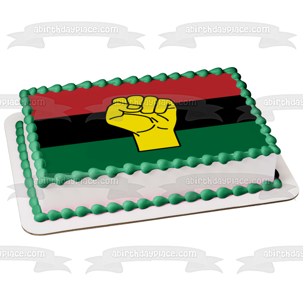 Imagen comestible para decoración de tarta con puño de la libertad de Happy Juneteenth ABPID55805 