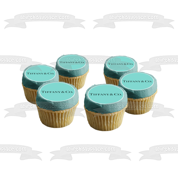 Tiffany & Co. Jewlery Store Logos Blue Background Edible Cake Topper Image ABPID11407