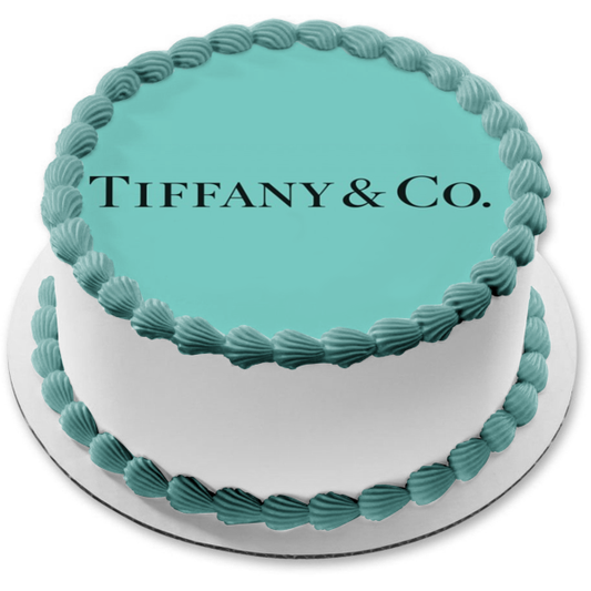 Tiffany & Co. Jewlery Store Logos Blue Background Edible Cake Topper Image ABPID11407