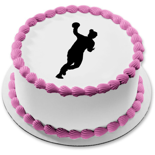 Handball Action Sport Silhouette Edible Cake Topper Image ABPID55813