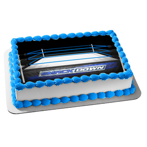 Blue Smack Down Wrestling Ring Edible Cake Topper Image ABPID55928