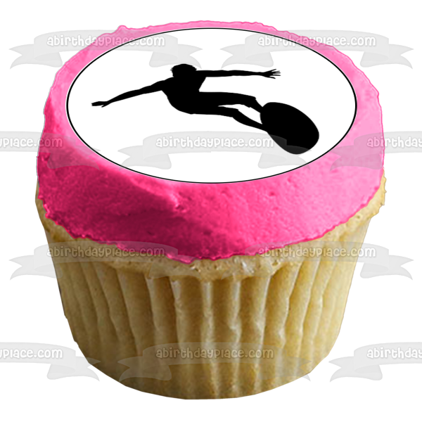 Surfing Sport Silhouette Edible Cupcake Topper Images ABPID55937