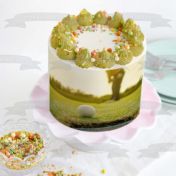 Golf Man Golfing Retirement Hobby Edible Cake Topper Image ABPID55835