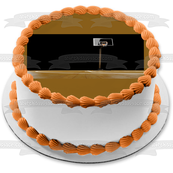 Indoor Basketball Court and Hoop Edible Cake Topper Image ABPID55839