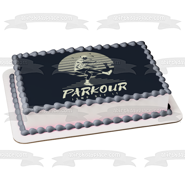Vintage Classic Parkour Jump Off It Edible Cake Topper Image ABPID55946