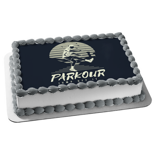 Vintage Classic Parkour Jump Off It Edible Cake Topper Image ABPID55946