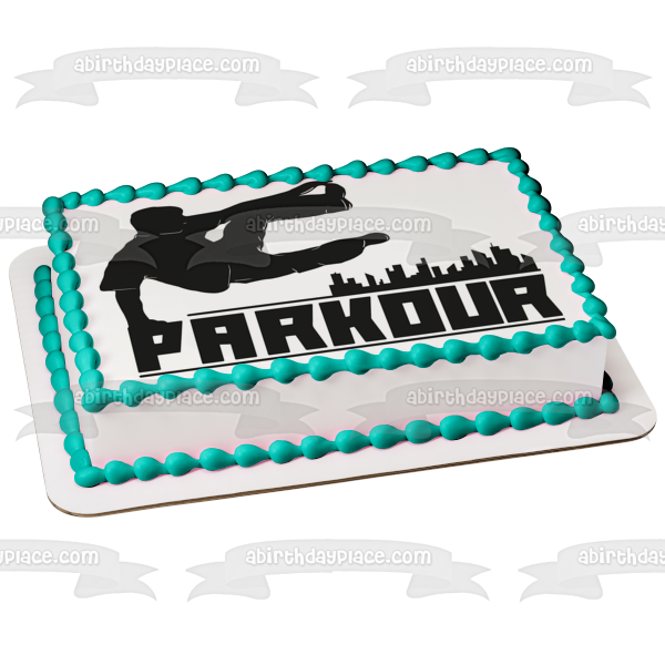 Parkour Motion Action City Silhouette Edible Cake Topper Image ABPID55844